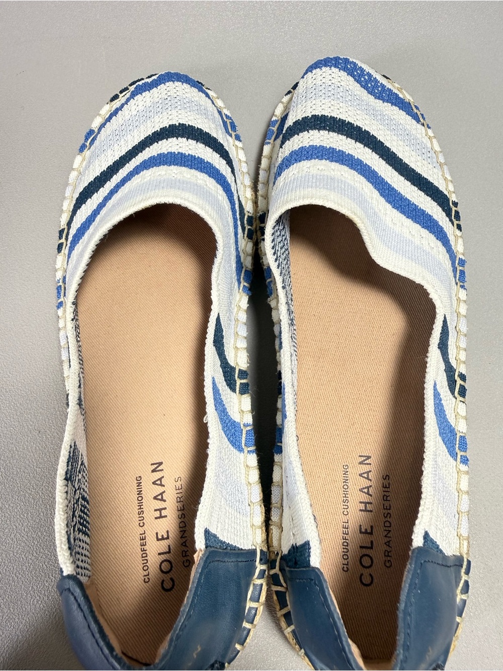 Cole Haan Blue & White Espadrille Slip-On Loafers NWOT - Picture 5 of 12